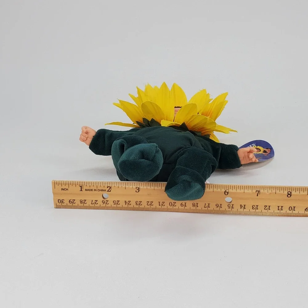 Anne Geddes Baby Sunflowers Plush Bean Filled Collection Doll 1999 Unimax 9 inch